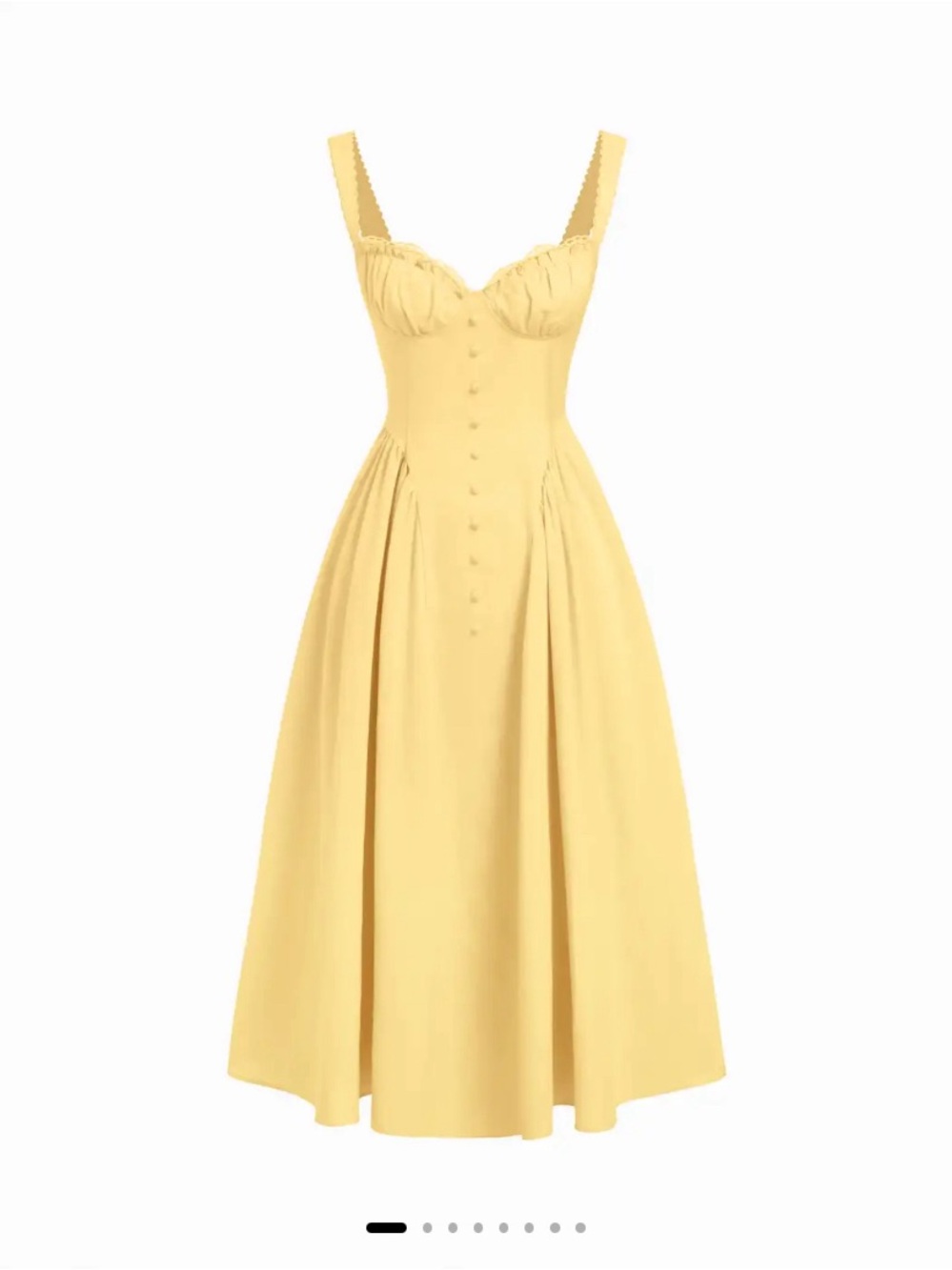 Yellow Sleeveless Corset Midi Dress with Button Front